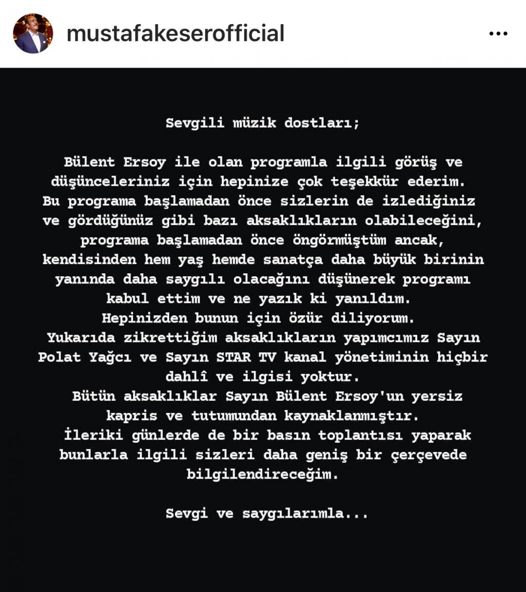Mustafa Keser: Tüm aksaklıklar Bülent Ersoy un yersiz kaprisinden kaynaklandı #2