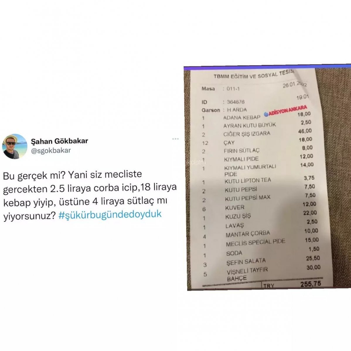 Şahan Gökbakar, Meclis’teki yemekhane fiyatlarına tepki gösterdi